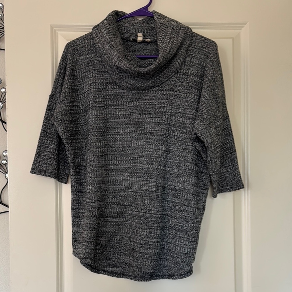 Express Size Medium Gray‎ Cowl Neck Sweater with 3/4 Sleeves